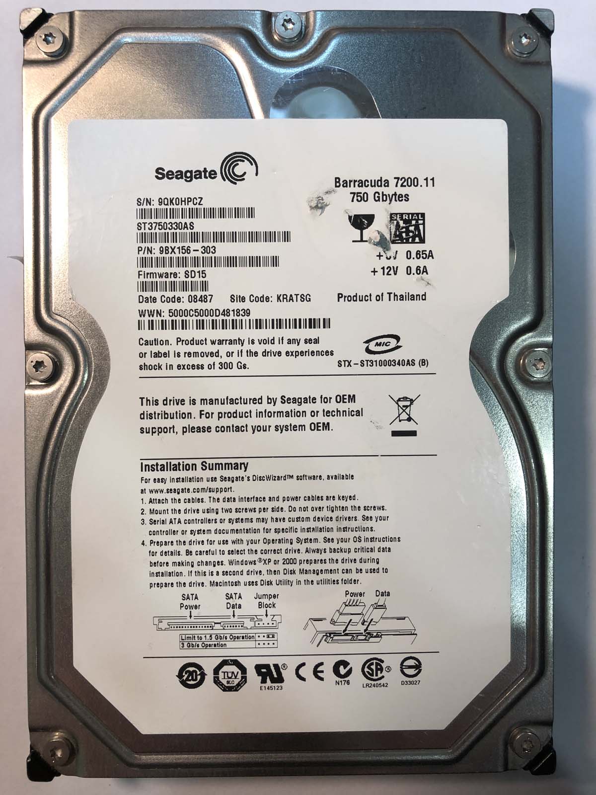 750 Gb Harddisk